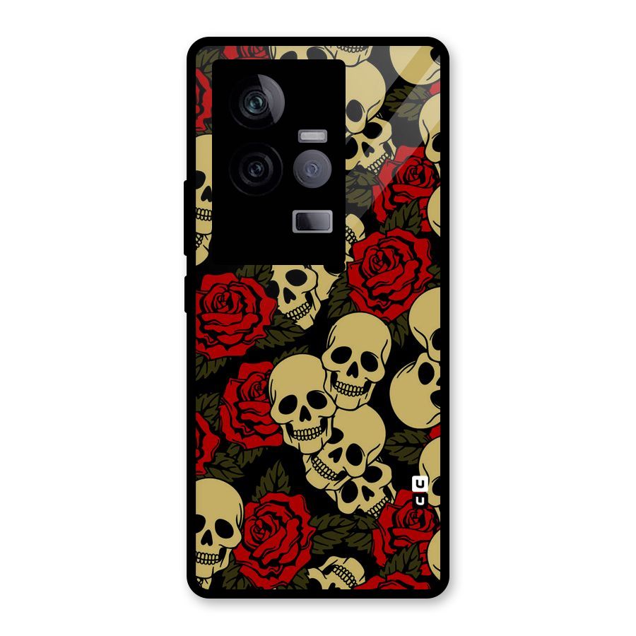 Skulled Roses Glass Back Case for Vivo iQOO 11 5G