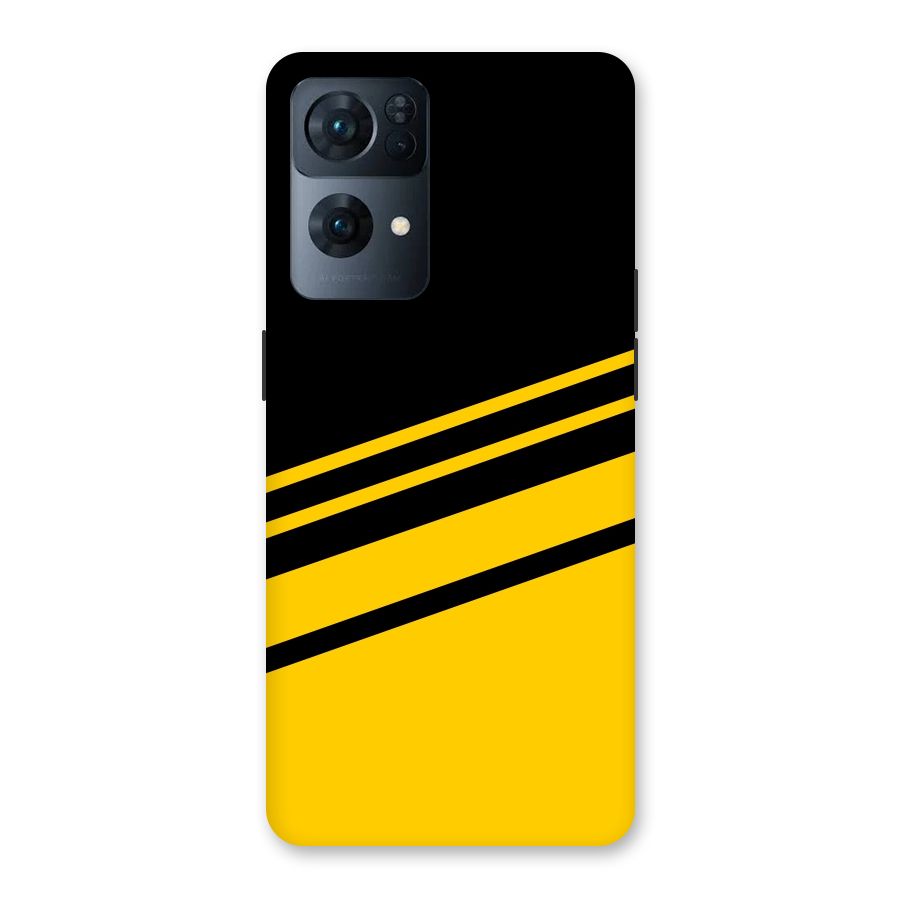 Slant Yellow Stripes Back Case for Oppo Reno7 Pro 5G
