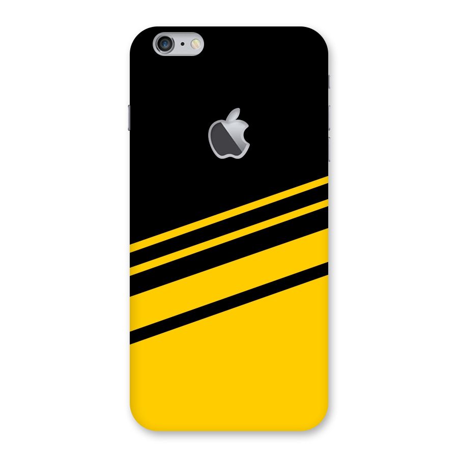Slant Yellow Stripes Back Case for iPhone 6 Plus 6S Plus Logo Cut