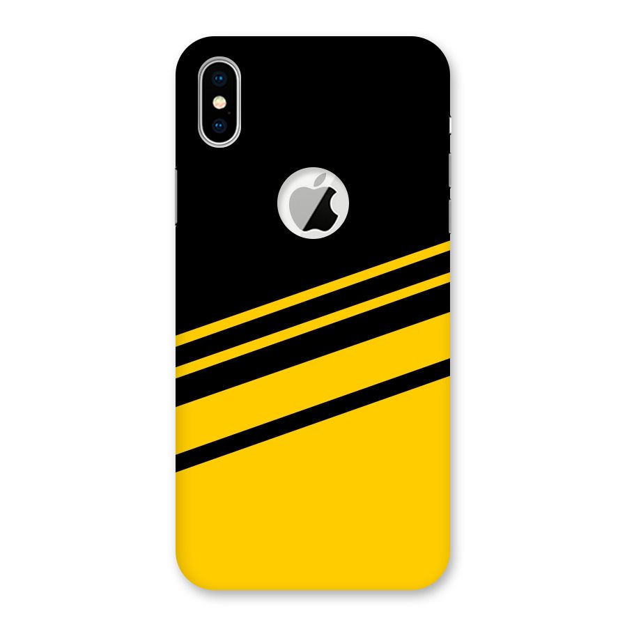 Slant Yellow Stripes Back Case for iPhone XS Logo Cut