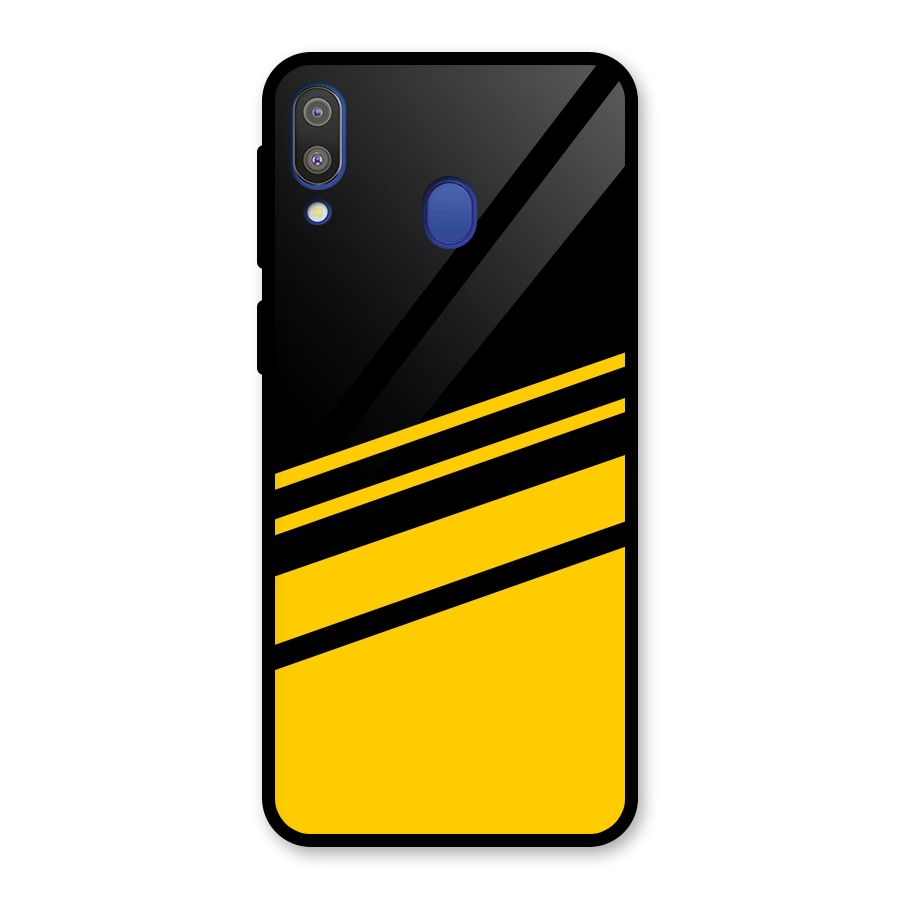 Slant Yellow Stripes Glass Back Case for Galaxy M20