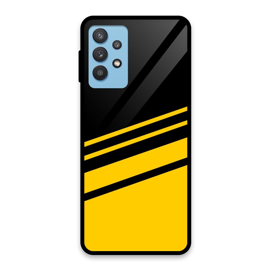 Slant Yellow Stripes Glass Back Case for Galaxy M32 5G