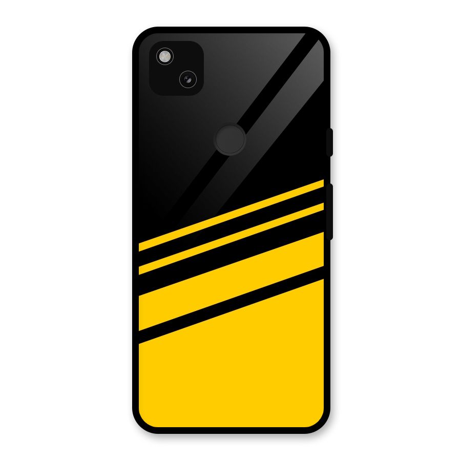 Slant Yellow Stripes Glass Back Case for Google Pixel 4a