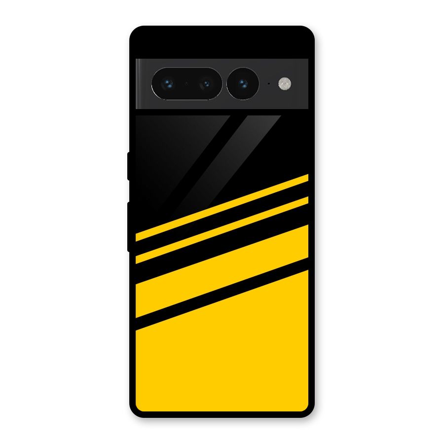 Slant Yellow Stripes Glass Back Case for Google Pixel 7 Pro