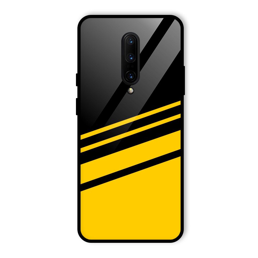 Slant Yellow Stripes Glass Back Case for OnePlus 7 Pro
