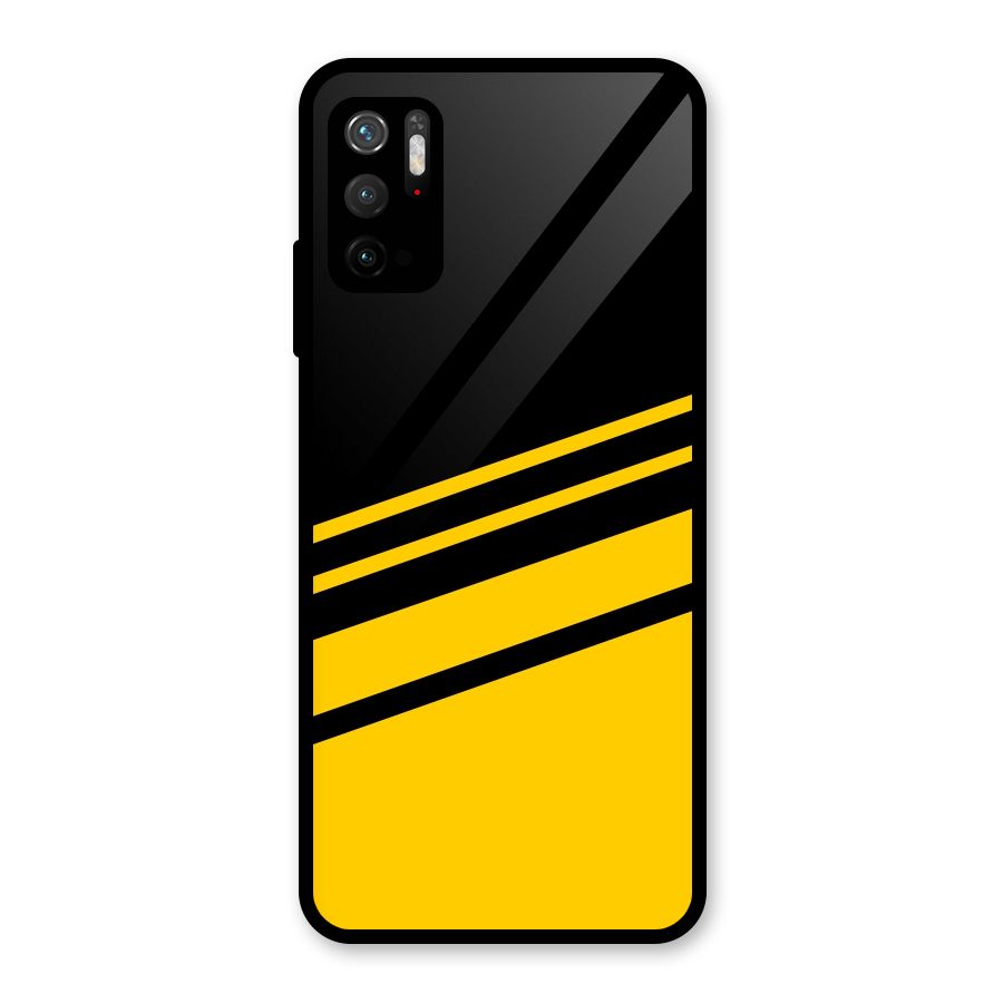 Slant Yellow Stripes Glass Back Case for Poco M3 Pro 5G