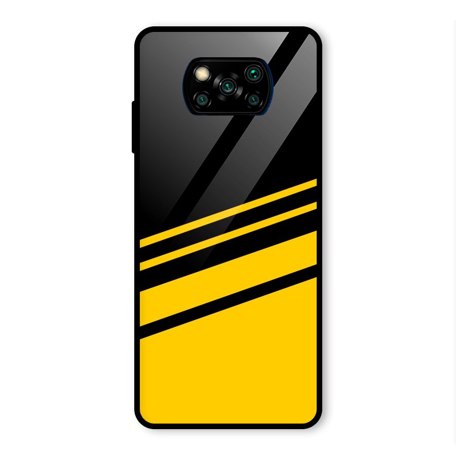 Slant Yellow Stripes Glass Back Case for Poco X3 Pro
