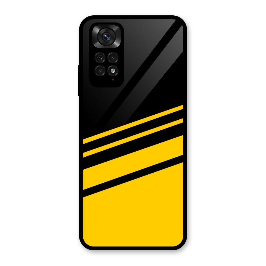 Slant Yellow Stripes Glass Back Case for Redmi Note 11