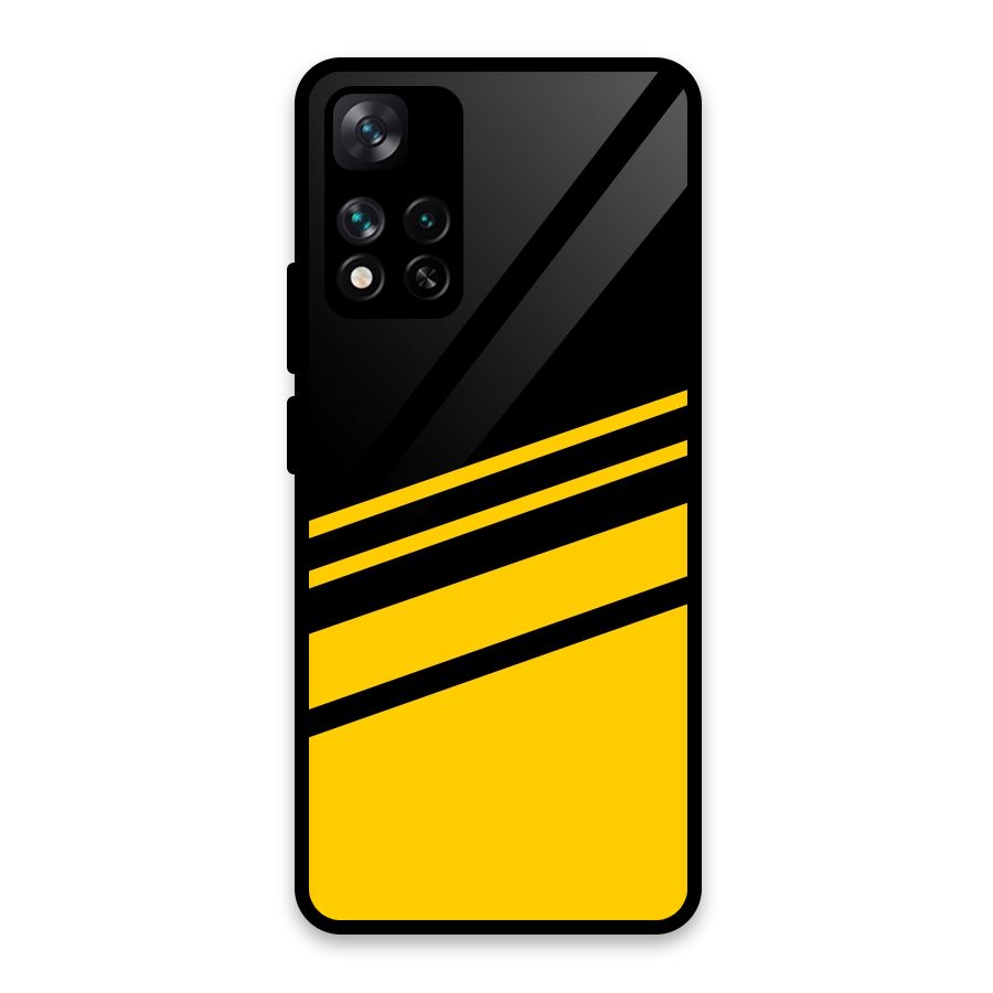 Slant Yellow Stripes Glass Back Case for Xiaomi 11i 5G