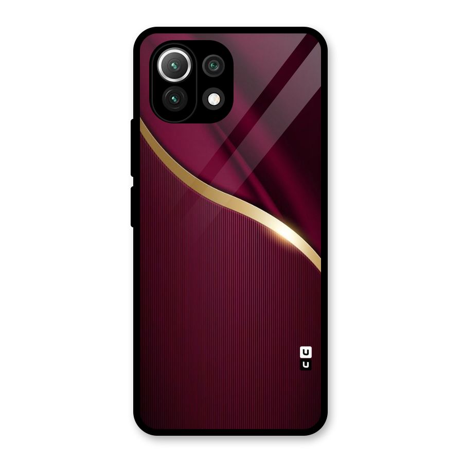 Smooth Maroon Glass Back Case for Mi 11 Lite