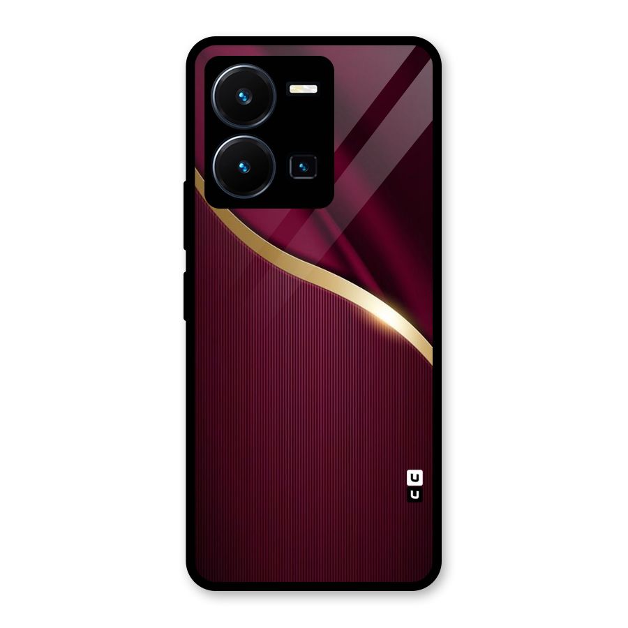 Smooth Maroon Glass Back Case for Vivo Y35