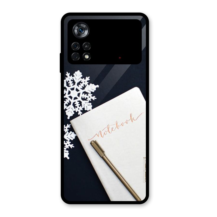 Snowflake Notebook Glass Back Case for Poco X4 Pro 5G