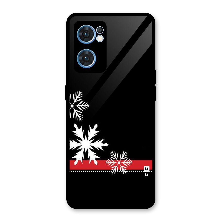 Snowflake Ribbon Glass Back Case for Oppo Reno7 5G