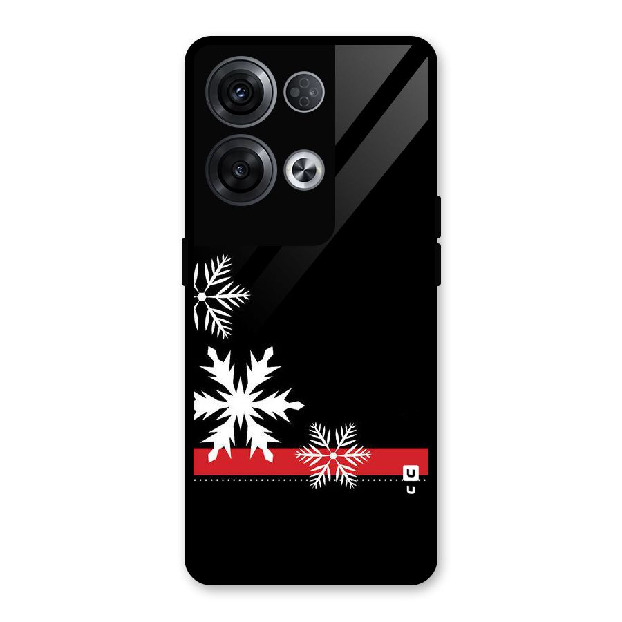 Snowflake Ribbon Glass Back Case for Oppo Reno8 Pro 5G