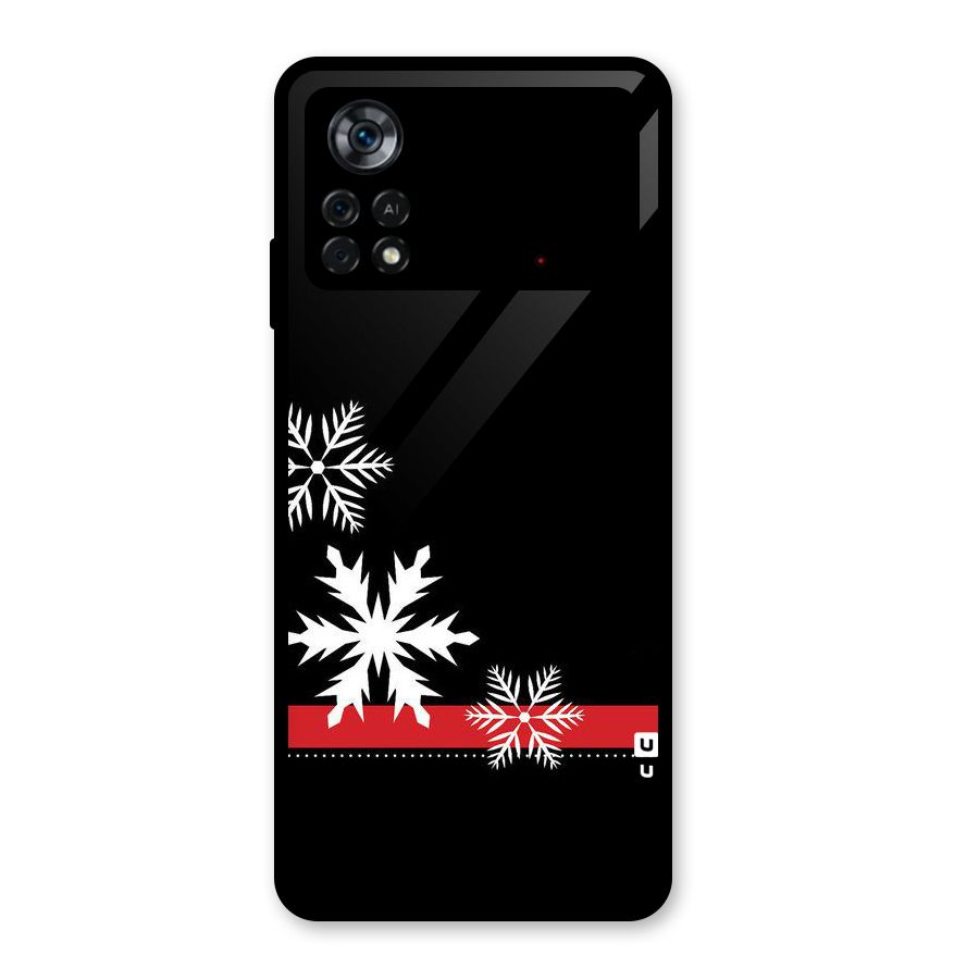 Snowflake Ribbon Glass Back Case for Poco X4 Pro 5G