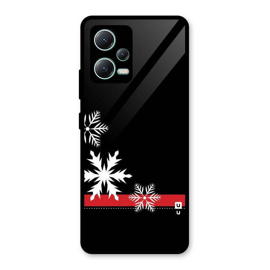 Snowflake Ribbon Glass Back Case for Redmi Note 12 5G