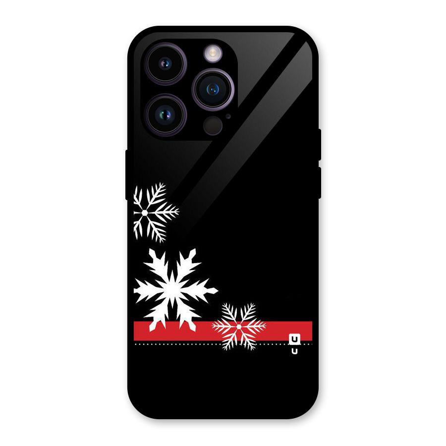 Snowflake Ribbon Glass Back Case for iPhone 14 Pro