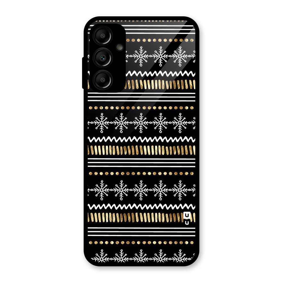 Snowflakes Gold Glass Back Case for Galaxy A14 5G
