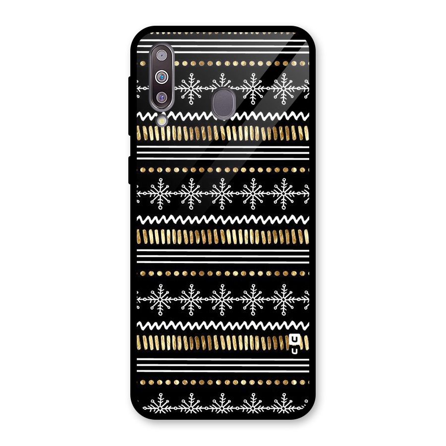 Snowflakes Gold Glass Back Case for Galaxy M30