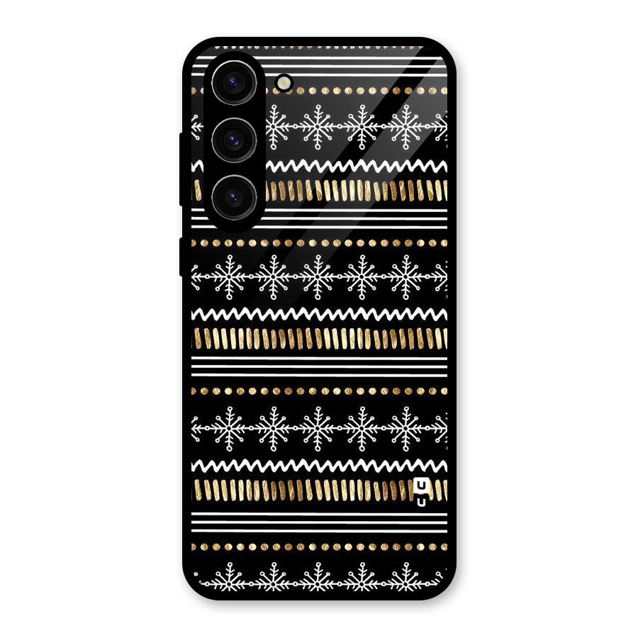 Snowflakes Gold Glass Back Case for Galaxy S23 Plus