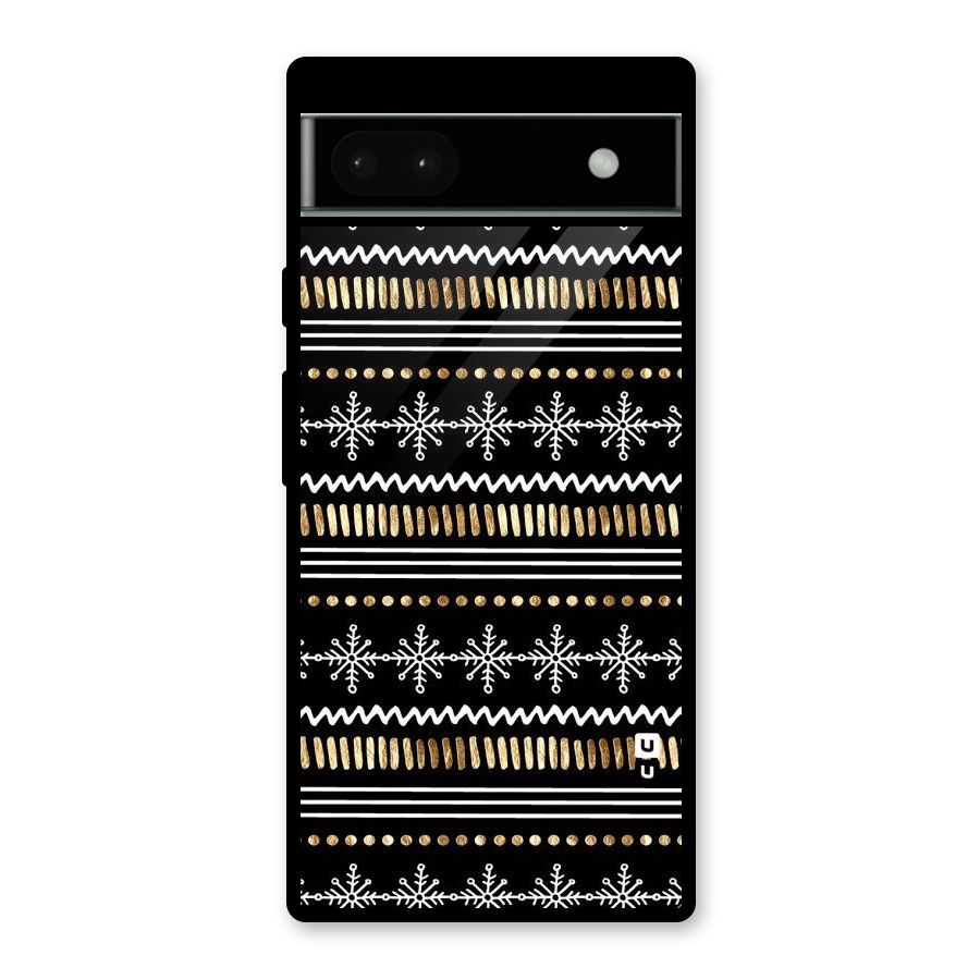 Snowflakes Gold Glass Back Case for Google Pixel 6a