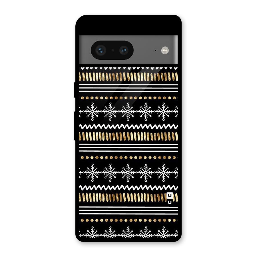 Snowflakes Gold Glass Back Case for Google Pixel 7