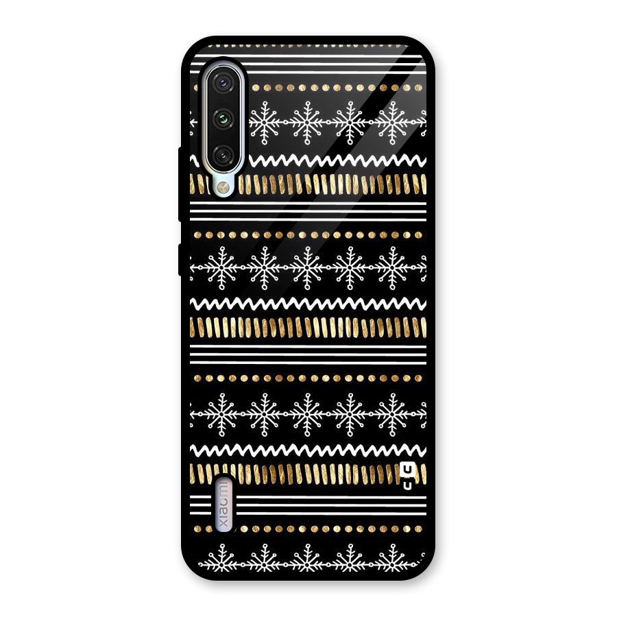 Snowflakes Gold Glass Back Case for Mi A3