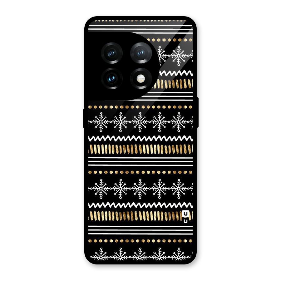 Snowflakes Gold Glass Back Case for OnePlus 11