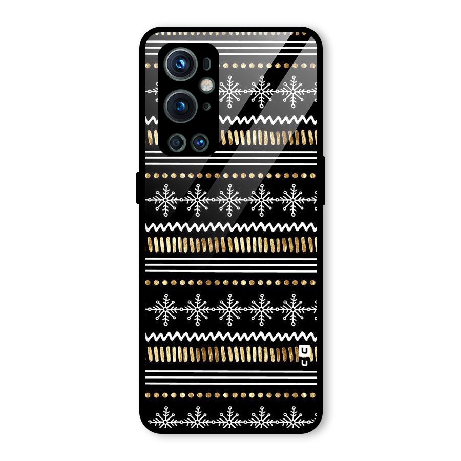 Snowflakes Gold Glass Back Case for OnePlus 9 Pro