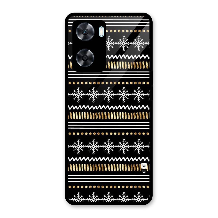 Snowflakes Gold Glass Back Case for Oppo A77