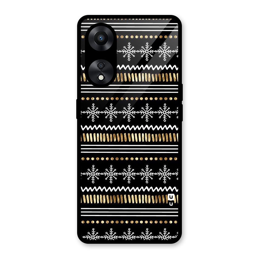 Snowflakes Gold Glass Back Case for Oppo A78