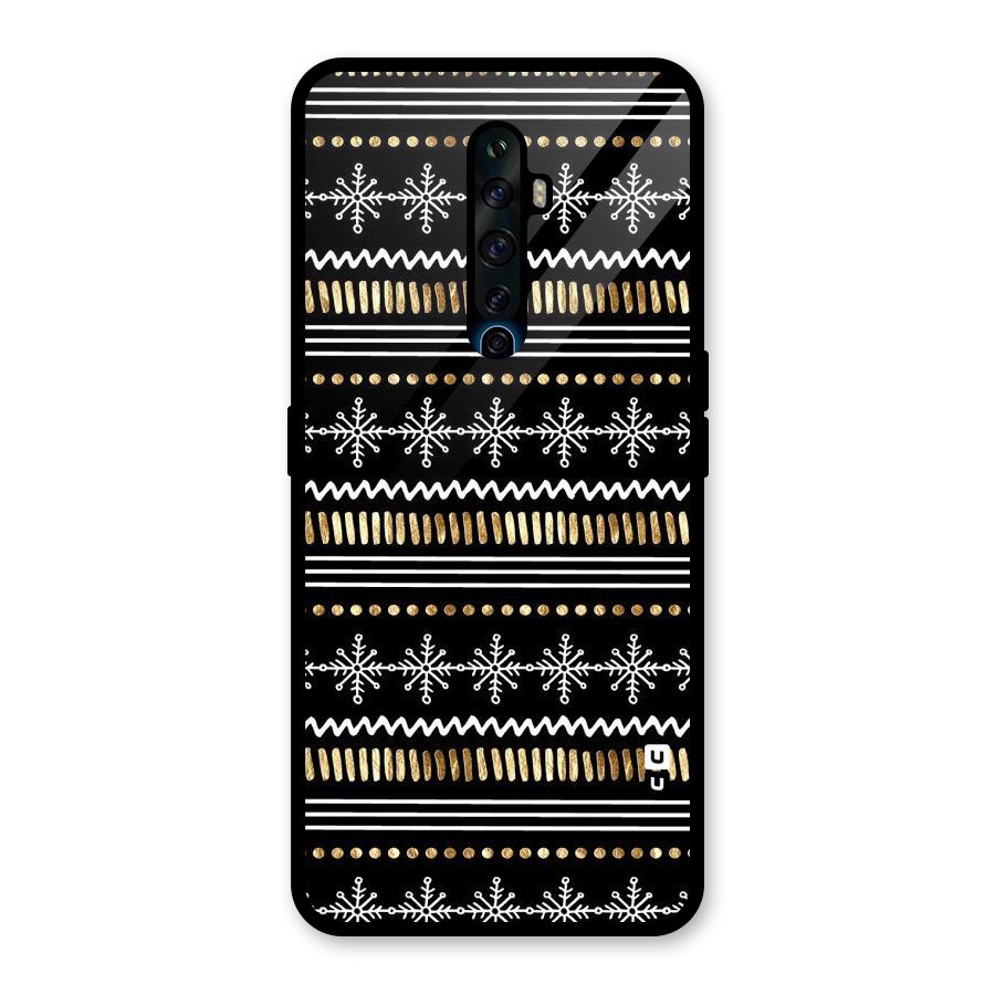 Snowflakes Gold Glass Back Case for Oppo Reno2 F