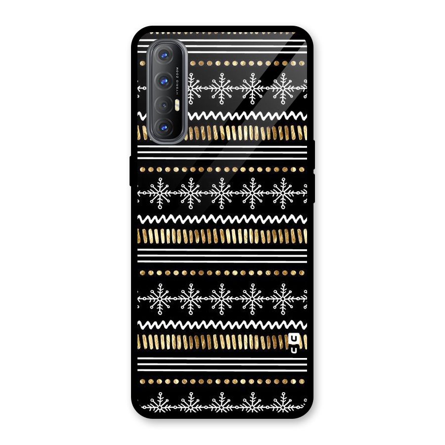 Snowflakes Gold Glass Back Case for Oppo Reno3 Pro