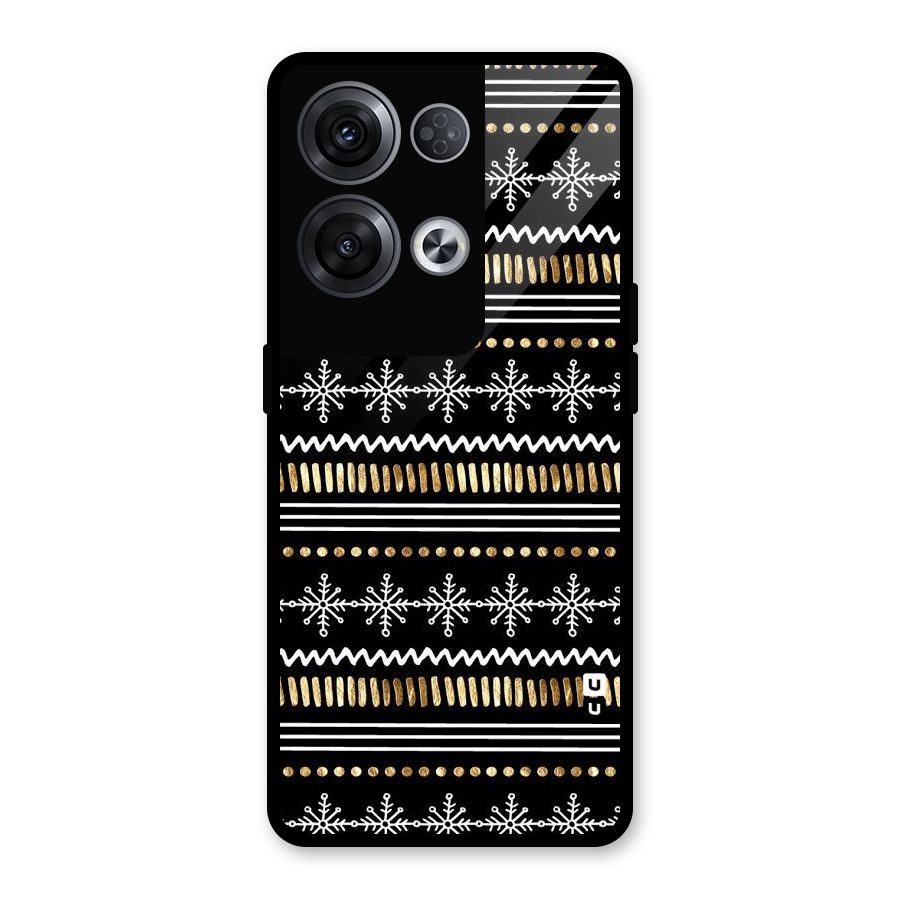 Snowflakes Gold Glass Back Case for Oppo Reno8 Pro 5G