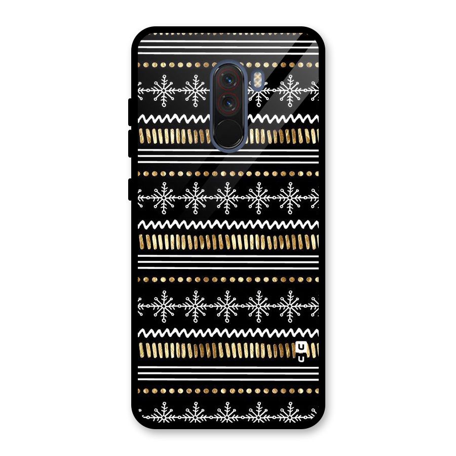 Snowflakes Gold Glass Back Case for Poco F1