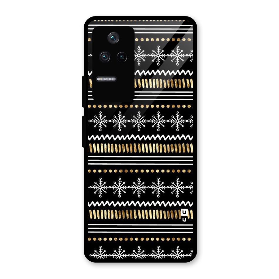 Snowflakes Gold Glass Back Case for Poco F4 5G