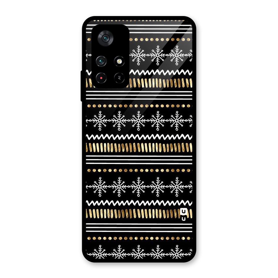 Snowflakes Gold Glass Back Case for Poco M4 Pro 5G