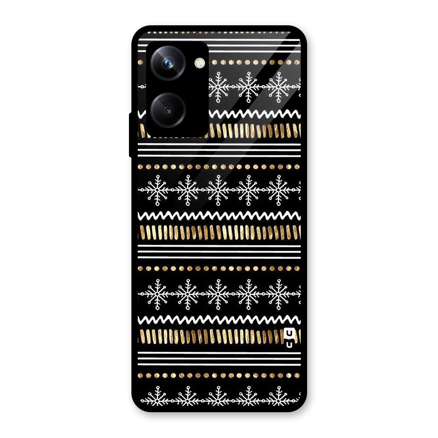 Snowflakes Gold Glass Back Case for Realme 10 Pro