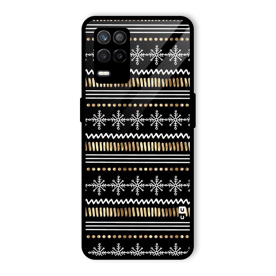 Snowflakes Gold Glass Back Case for Realme 8 5G