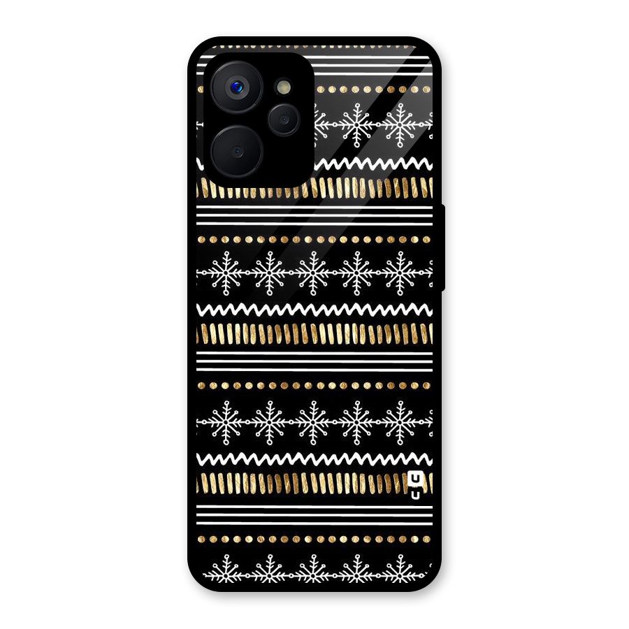 Snowflakes Gold Glass Back Case for Realme 9i 5G
