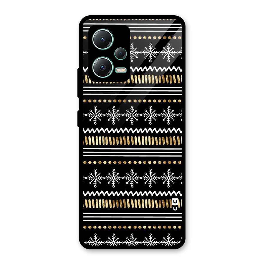 Snowflakes Gold Glass Back Case for Redmi Note 12 5G