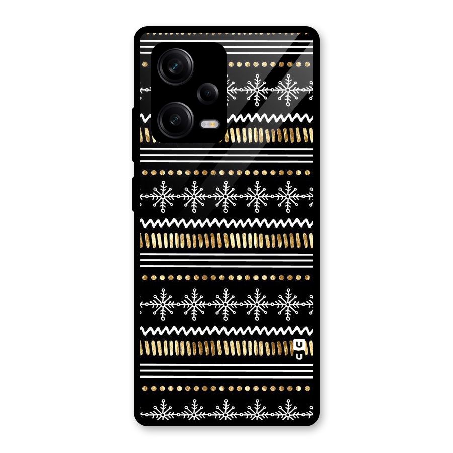 Snowflakes Gold Glass Back Case for Redmi Note 12 Pro