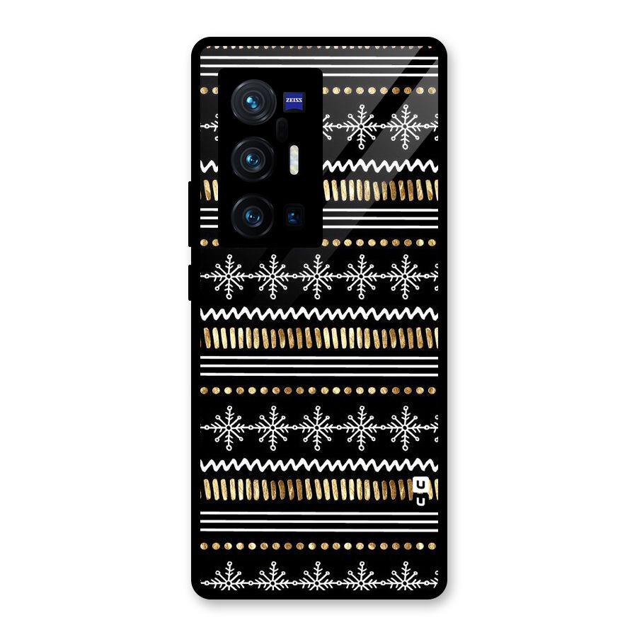 Snowflakes Gold Glass Back Case for Vivo X70 Pro Plus