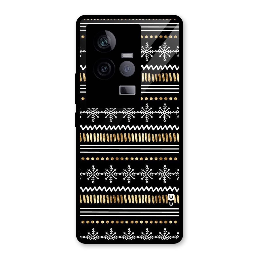 Snowflakes Gold Glass Back Case for Vivo iQOO 11 5G