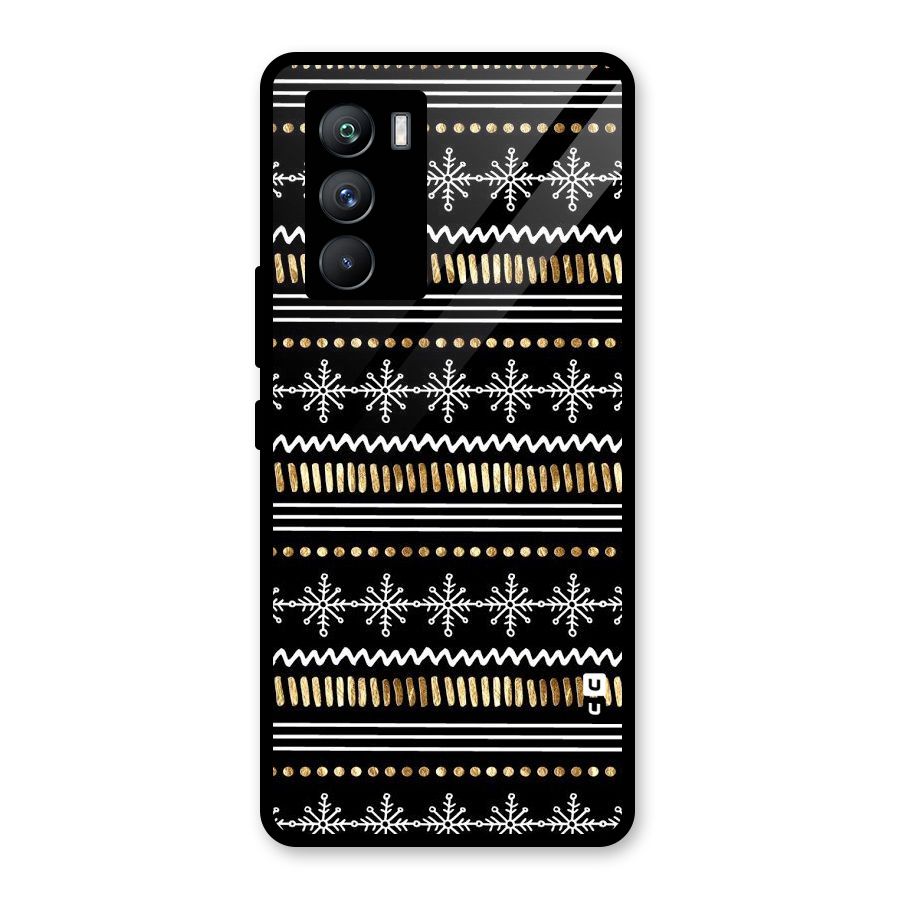 Snowflakes Gold Glass Back Case for Vivo iQOO 9 SE