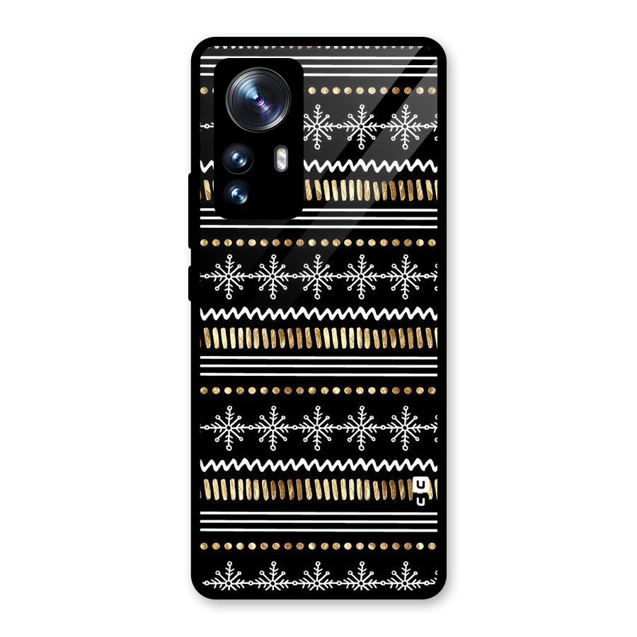 Snowflakes Gold Glass Back Case for Xiaomi 12 Pro