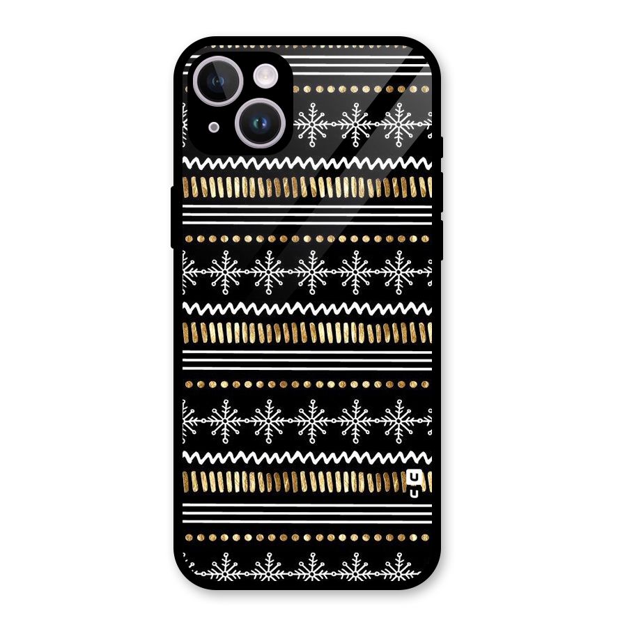 Snowflakes Gold Glass Back Case for iPhone 14 Plus