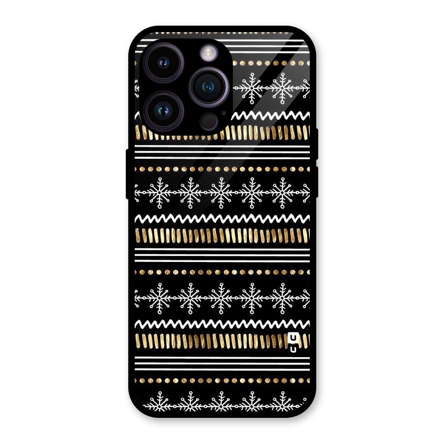 Snowflakes Gold Glass Back Case for iPhone 14 Pro Max
