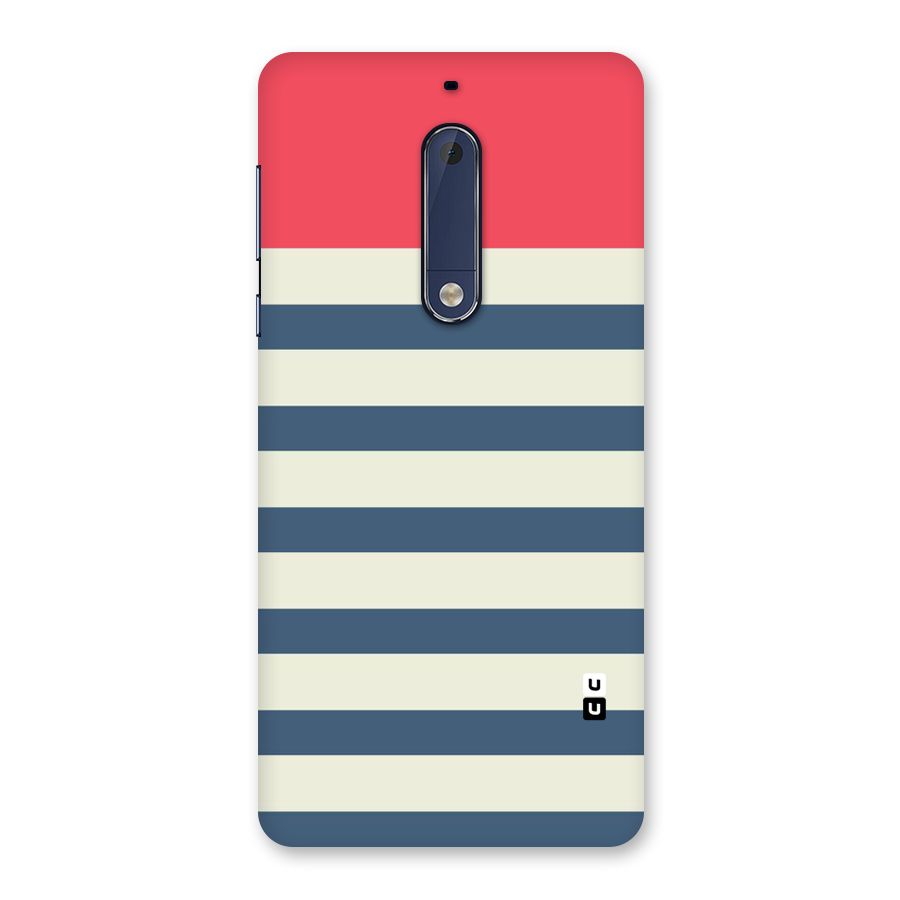 Solid Orange And Stripes Back Case for Nokia 5