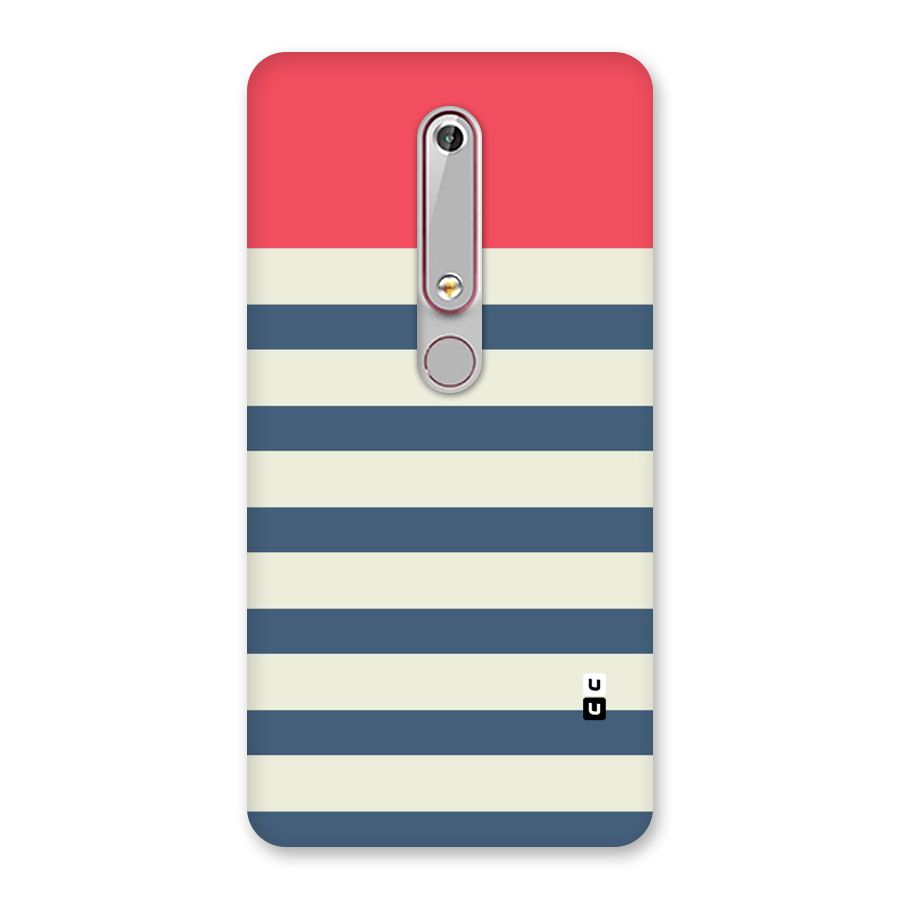 Solid Orange And Stripes Back Case for Nokia 6.1